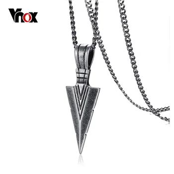 

Vnox Vintage Rock Striking Men's Spearhead Arrowhead Pendant Necklace for Men Special Surf Bike Stainless Steel Necklace Jewelry