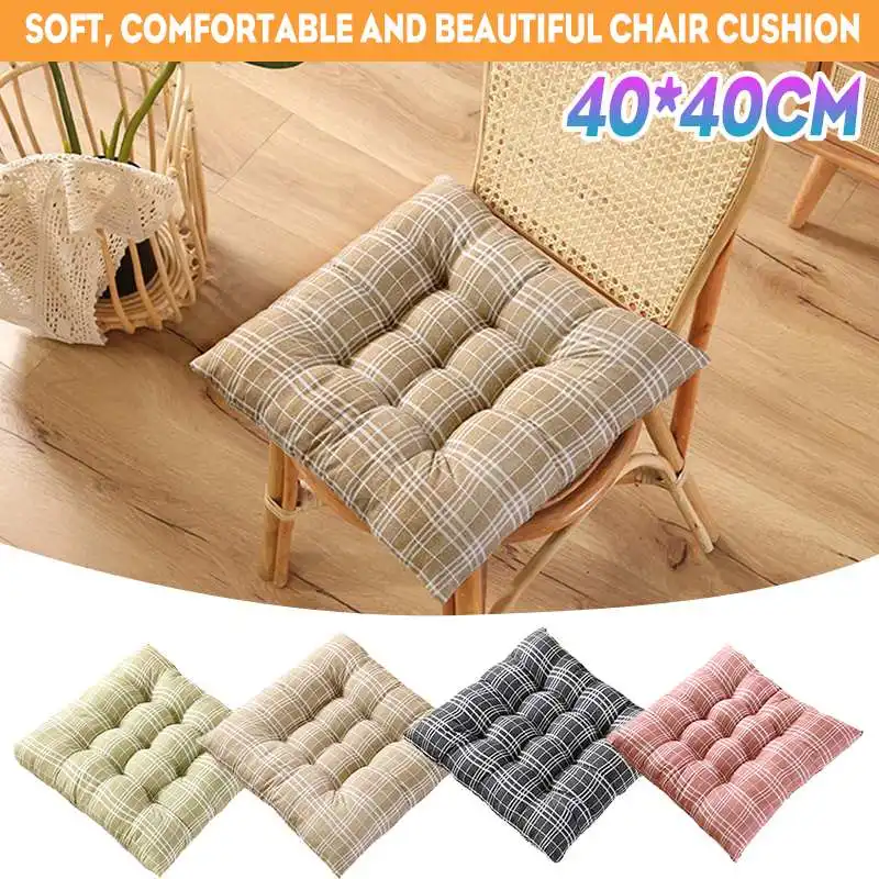 1pc Solid Square Seat Cushion, Plush Chair Seat Cushion Non Slip Chair Pad Square Flannel Fart Pad Soft Thin Pillow for Home Decor Garden Party Dining