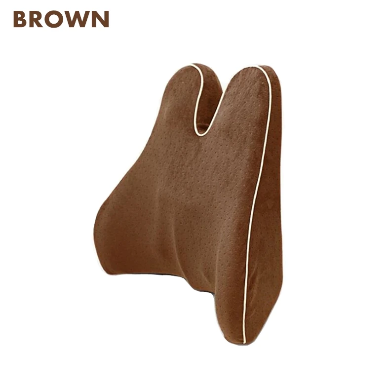 brown Подушка с эффектом памяти для поясницы и поясницы с боковым подкладом, Защита позвоночника, копчик, Ортопедическая подушка на заднее сиденье автомобиля, для дома и офиса, облегчающая боль - Цвет: brown