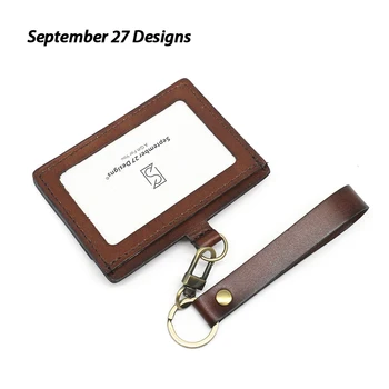 

Genuine Leather Vegetable Tanning First Layer Leather Card Sleeve Halter Card Clamp Neck Rope Retro Men's Certificate Holder