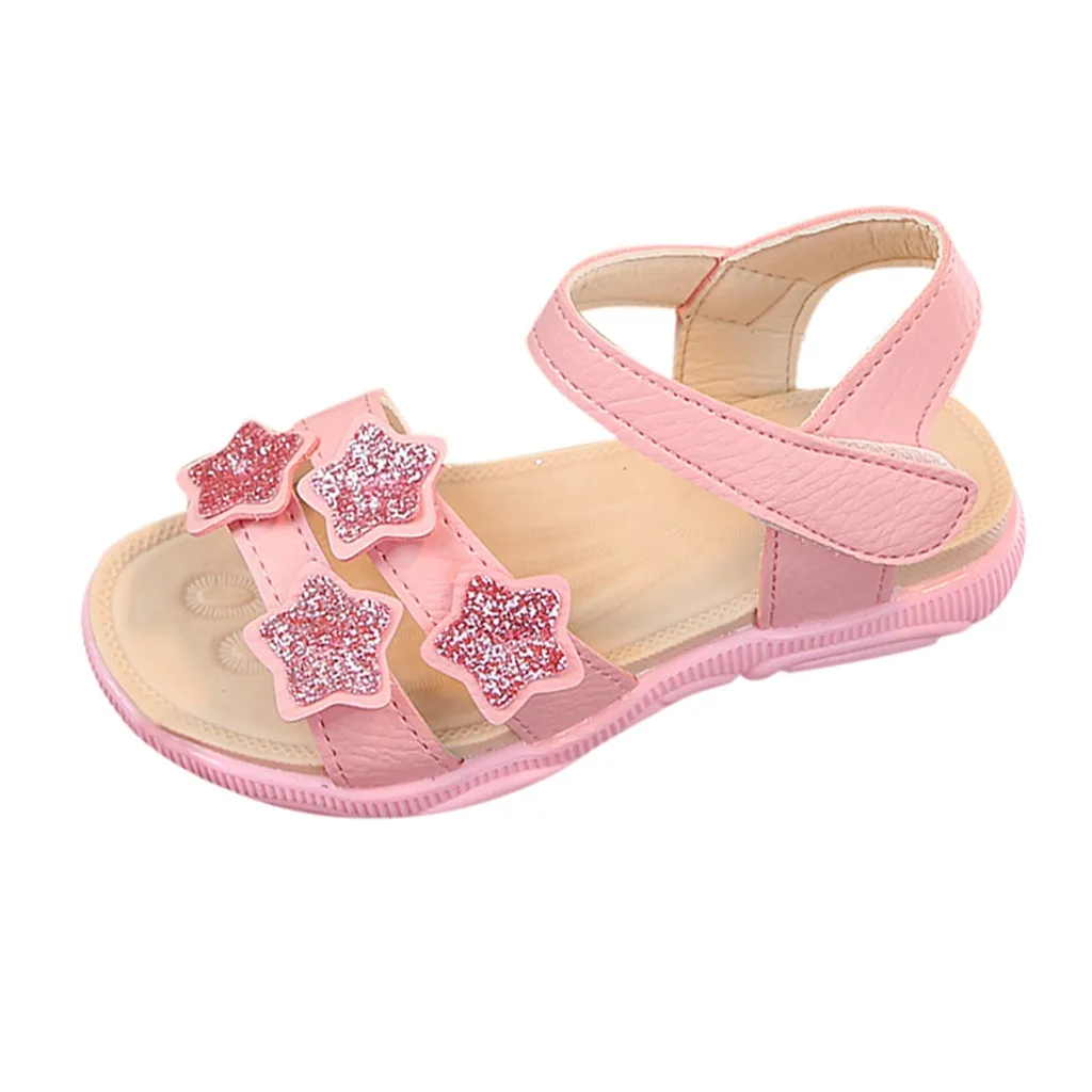 Hot Pink Для детей ясельного возраста Одежда для детей; малышей; девочек со звездами и блестками Bling пляжная обувь для принцессы сандалии - Цвет: Hot Pink