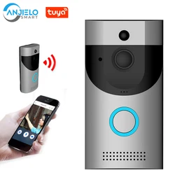 Anjielosmart Tuya sonnette vidéo sans fil IP65 étanche 720P HD avec vidéo en temps réel, conversation bidirectionnelle et détection de mouvement PIR 