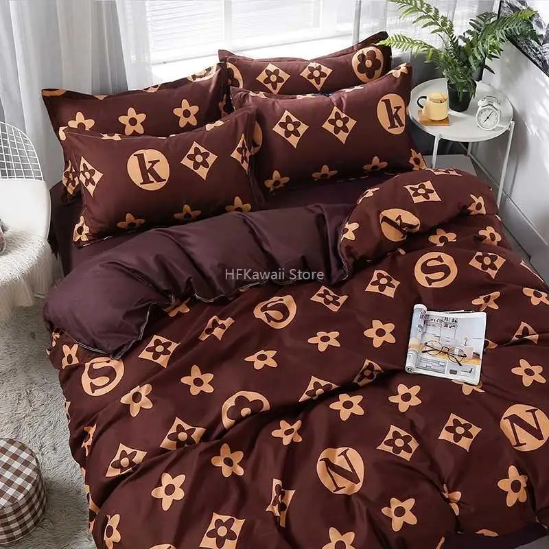 Fashion Brand Coffee Letter Print Bedding Set Bedding Set Includes Duvet  Cover, Bed Sheet, Pillowcase, King and Queen Size - AliExpress