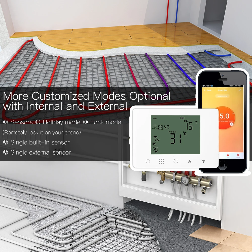 WiFi Smart Thermostat Wall-Hung Gas Boiler Heating Temperature Controller Work with Alexa Google Home WiFi Smart Thermostat Wall-Hung Gas Boiler Heating Temperature Controller Work with Alexa Google Home