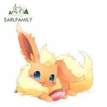 EARLFAMILY 13cm x 13cm For Pokemon Fire Elf Car Stickers Decal Cartoon Oem JDM Polyethylene Sunscreen Waterproof