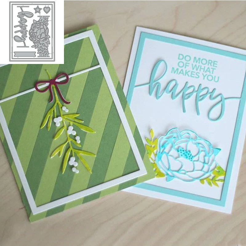 

Happy Words Star Love Flower Stitched Frame Metal Cutting Dies For DIY Scrapbooking Craft Embossing Dies 2020