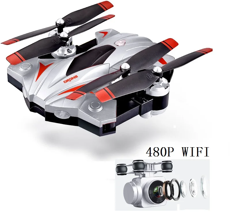 RC беспилотный летательный аппарат с Камера HD и поддержкой Wi-Fi FPV RC Квадрокоптер с режимом headless складной Дрон удержания высоты 1080P Камера селфи Дрон - Цвет: 0.3MP Camera Silver