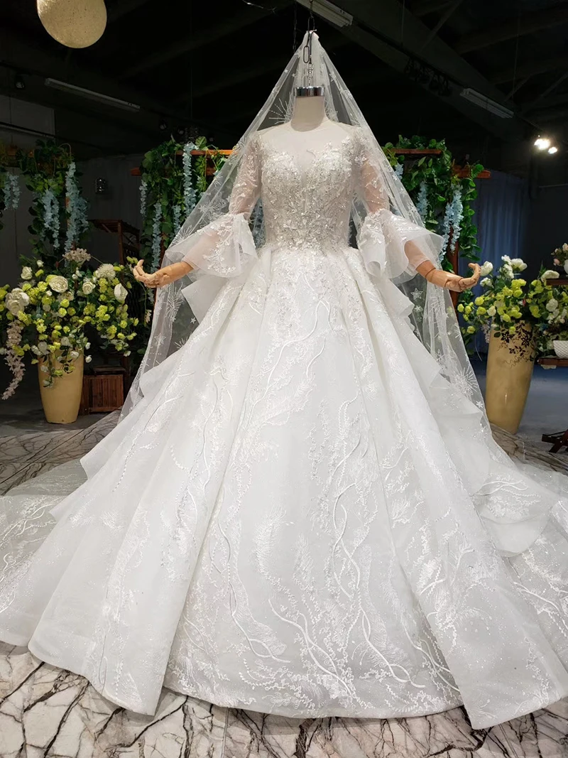 Vestidos De Novia, арабское роскошное свадебное платье с бисером, 3/4 рукава, Цветочная аппликация, свадебные платья, Robe De Mariee