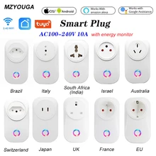 Home-Energy-Monitor Plug Smart-Socket Tuya Israel Alexa UK WIFI ZA Swit Google 10A FR