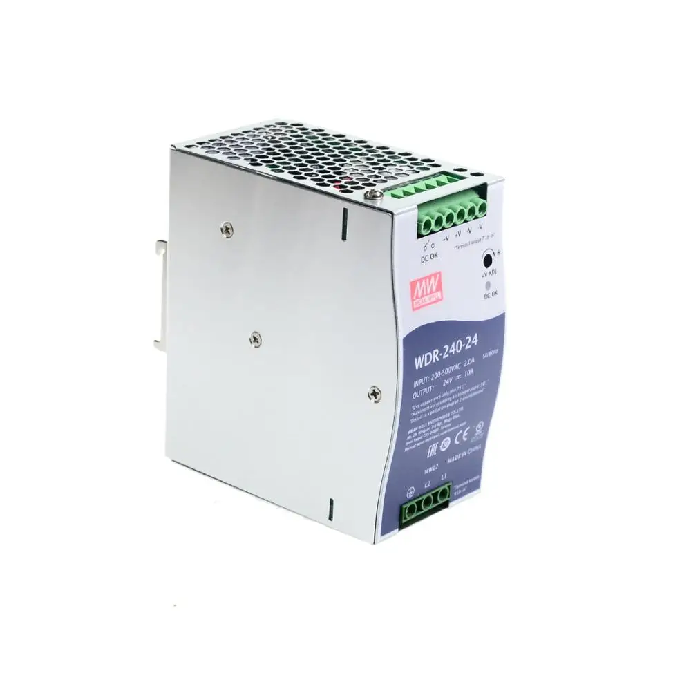 Mean Well WDR-240-24 180-550VAC Input voltage meanwell DC 24V 10A 240W Single Output Industrial DIN RAIL Power Supply | Обустройство