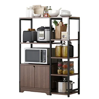 

Floor Kitchen Storage Shelf Cabinet with Door Multi-layer For Condiment Microwave Oven Kitchen Accessories Tools Shelf Rack