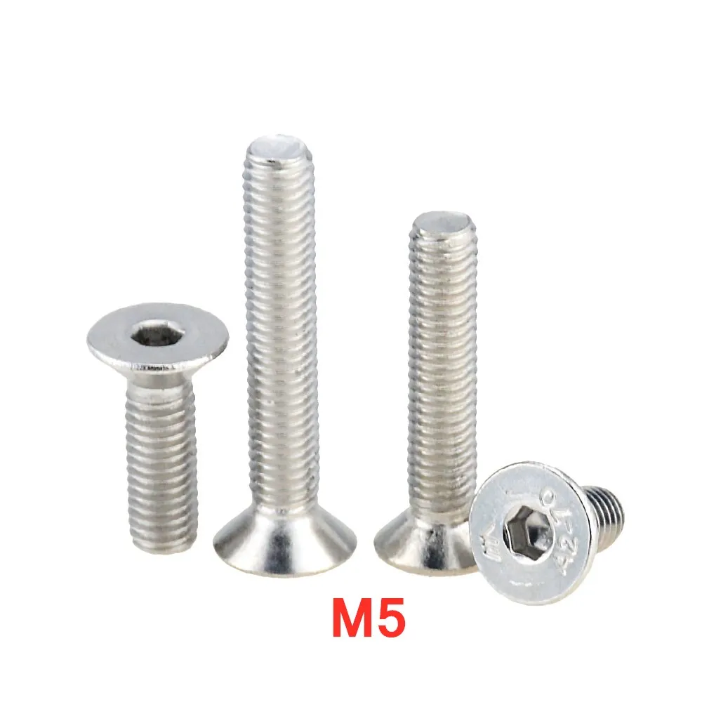 10 шт. M5x8 50mm 12 16 20 30 304 Нержавеющая сталь шестигранные винты с шестигранной потайной винт плоской головкой