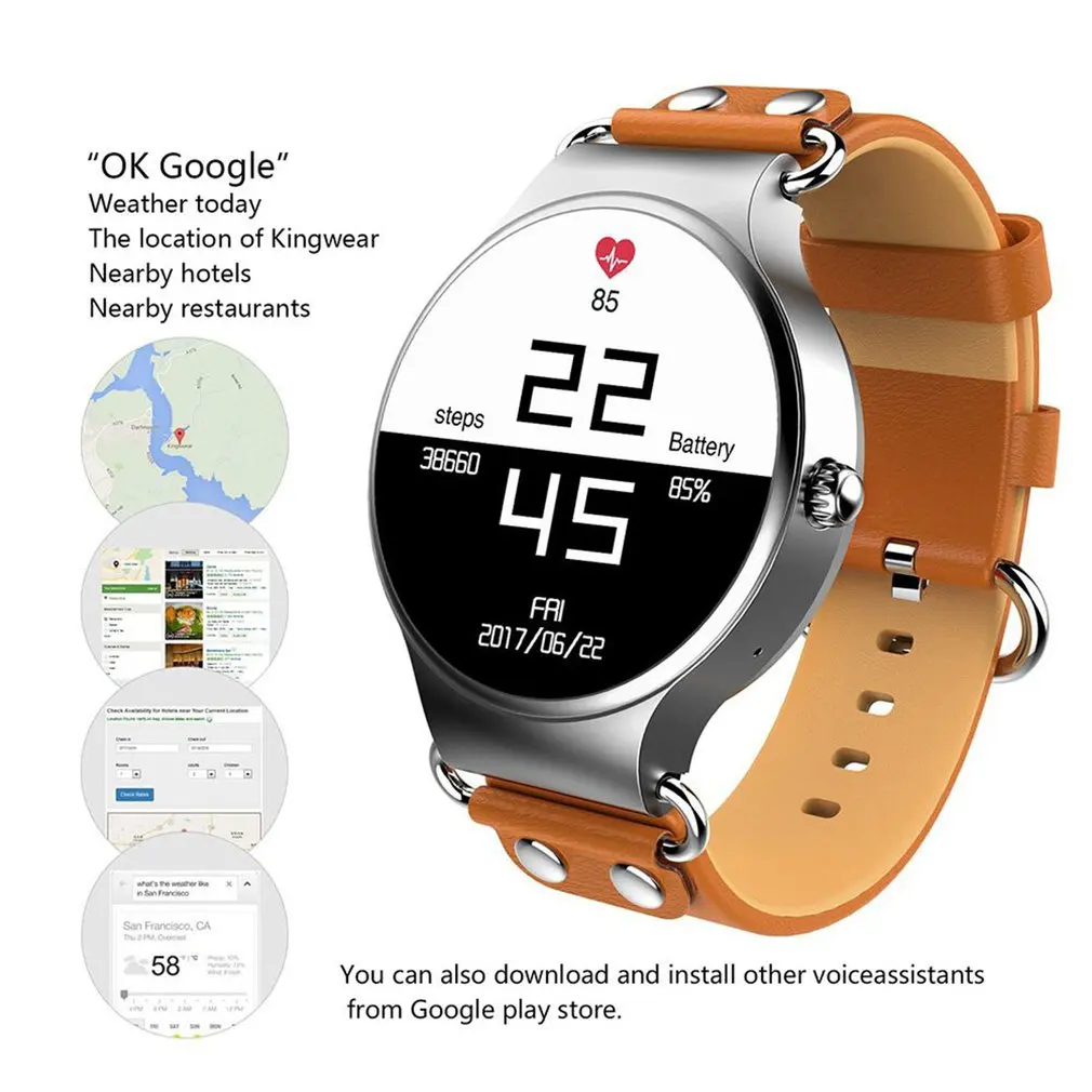 KW98 gps Wifi 3g Bluetooth Смарт часы с кожаным ремешком Система Android 5,1 поддержка google-карт роскошные подарки для мужчин и женщин