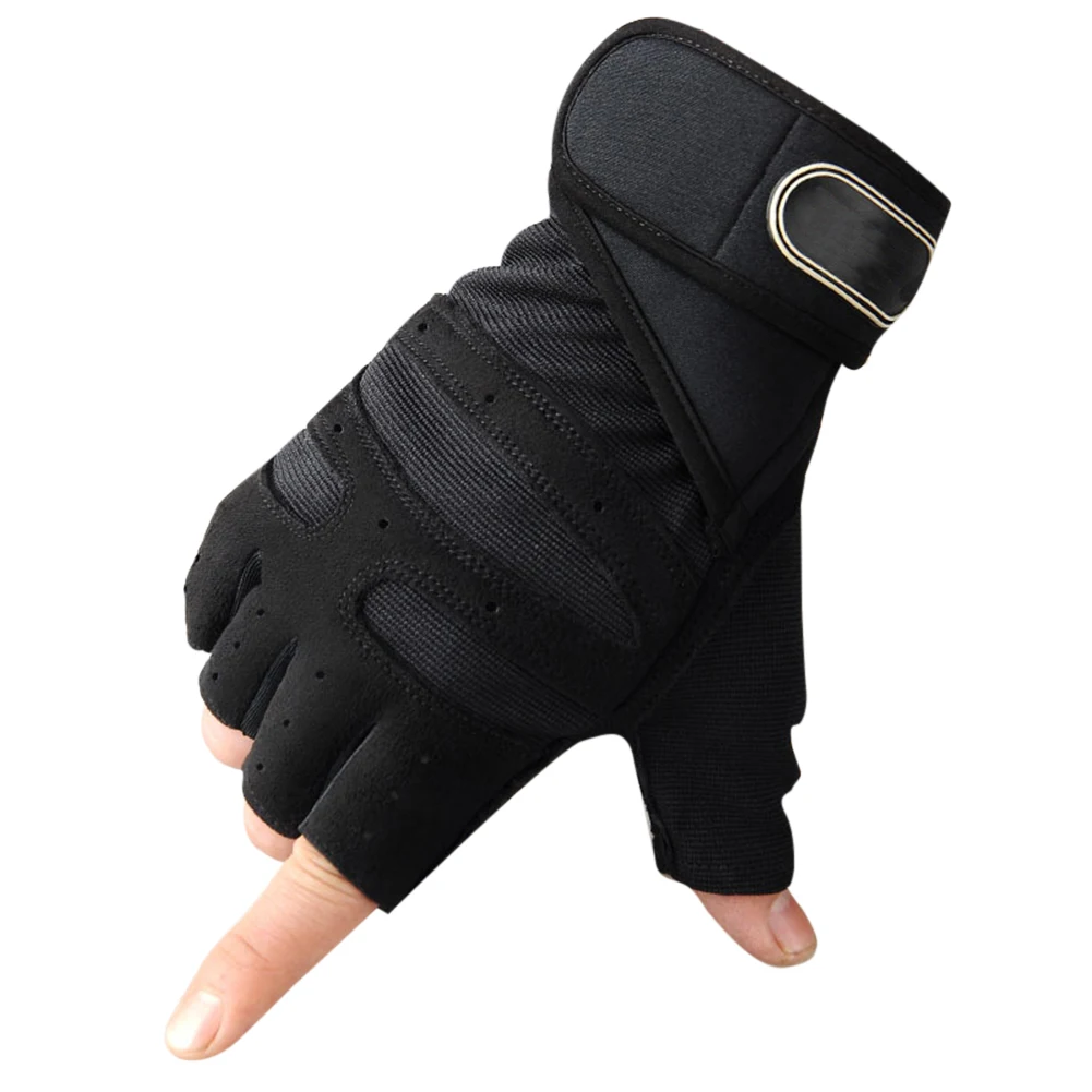 Гимнастические перчатки для тяжелой атлетики, для тренировок, бодибилдинга, фитнеса, упражнений, перчатки на полпальца SMN88 - Цвет: black