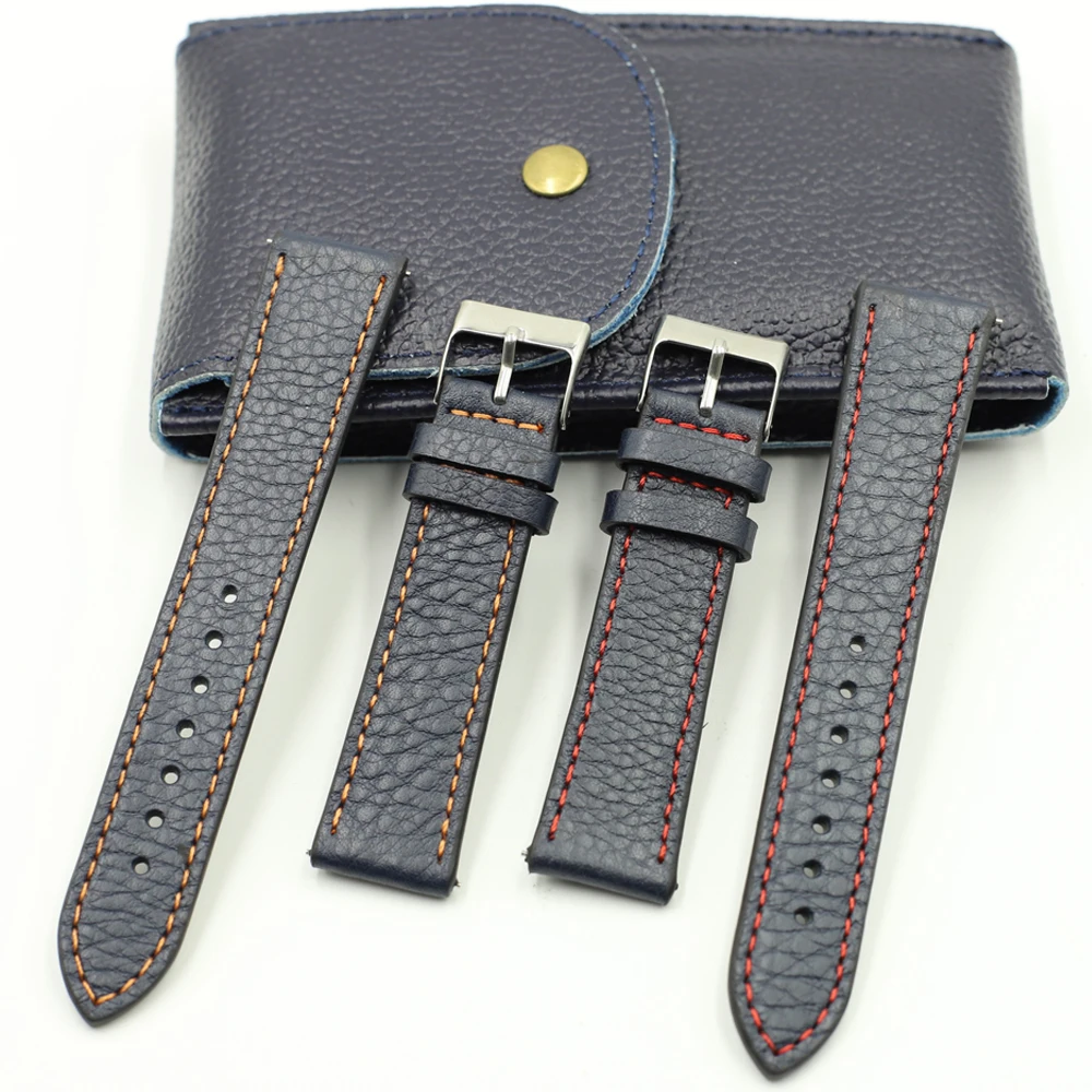 Vintage Watch Strap Lichee Pattern Leather Watch Band 18mm 20mm 22mm Handmade Watchband Quick Release Spring Bar for Men