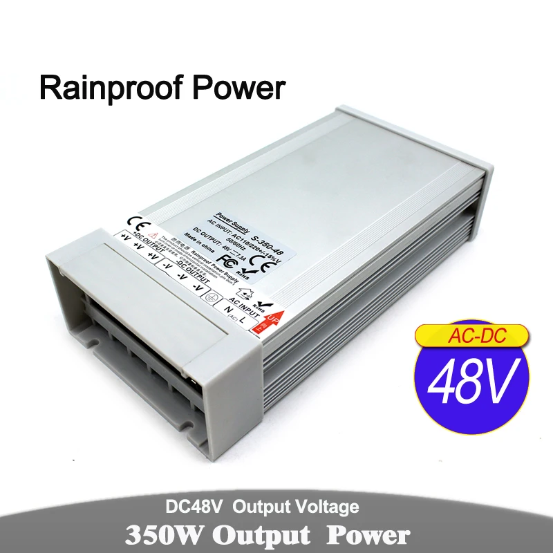 

Rainproof Power Supply DC48V 7.3A 350W Driver Transformer 220V 110V AC-DC 48V Outdoor SMPS for LED light Lamp Stepper Atomizer