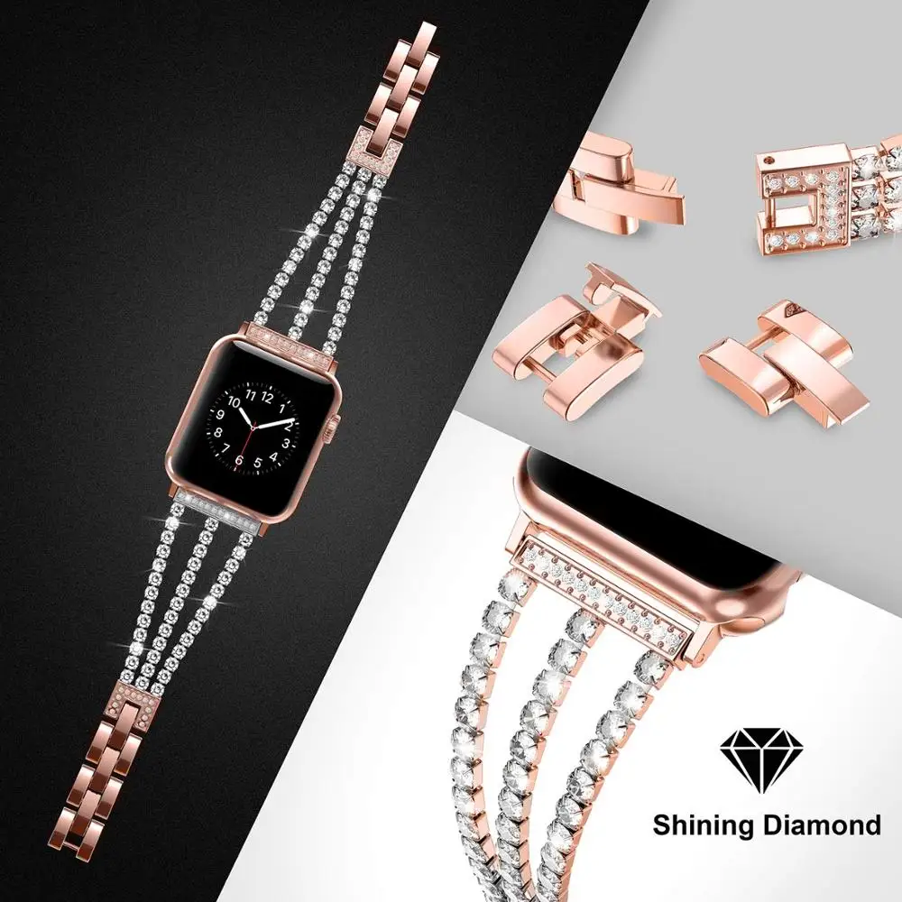 chain Steel Watch Strap For Apple Watch 6 5 4 SE 3 2 Band 38mm 42mm steel Bracelet Sport Band for iWatch series 4/3 40mm 44mm