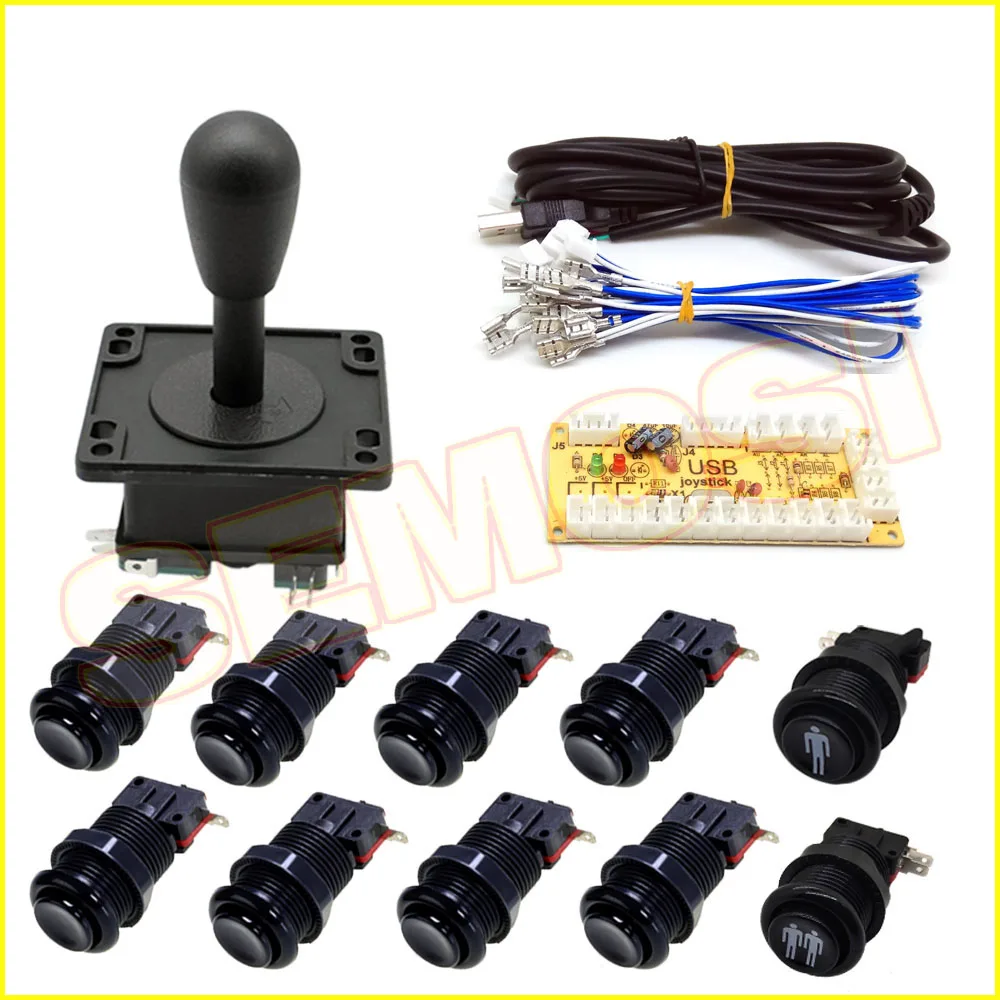 Kit 4 BianLian аркадный джойстик DIY Kit аркадная машина для пришивки пуговиц контроллер комплект включает нулевую задержку USB энкодер для Raspberry Pi - Цвет: Kit 4