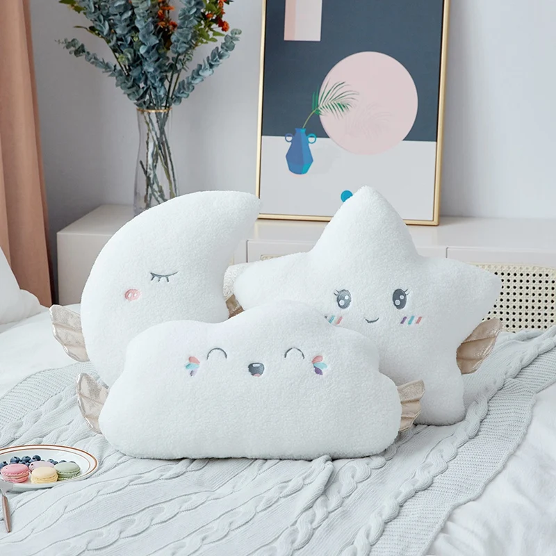 Hot New Stuffed Angel Cloud Moon Star Plush Pillow Soft Cushion Cloud Stuffed Plush Toys For Children Baby Kids Pillow Girl Gift 2