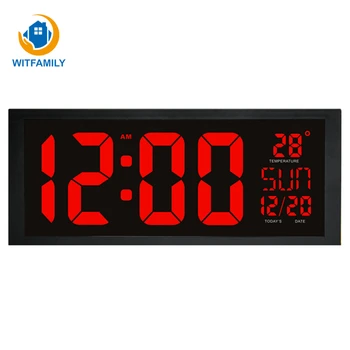 

Large screen digital wall clock Electronic LED clock with thermometer memory function clock Living room decoration wall clock