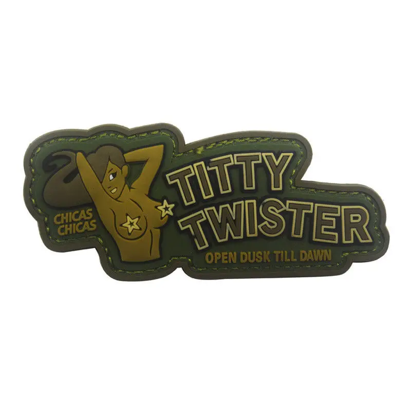green ПВХ патч TITTY TWISTER модный тактический военный боевой крюк патч Резиновые нашивки повязка боевые значки на одежду рюкзак - Цвет: green
