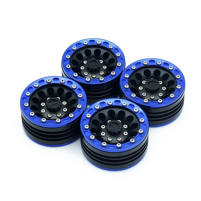 4 шт. RC Гусеничный автомобиль 1:10 Синий металл 1,9 дюймов BEADLOCK обод колеса для 1/10 осевой SCX10 TAMIYA CC01 D90 D110 запчасти ступицы колеса