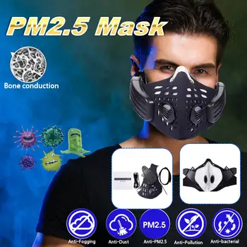 

Wireless Bone Conduction Headphones bluetooth Earphone Anti Pollution Mask Haze Dust Resistant Stereo Headset With 2 Filters