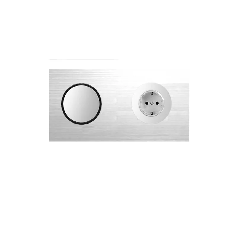 Double switch socket Стандарт ЕС розетка тройной выключатель гнездо бытовой Серебряный алюминиевый сплав панель переключатель гнездо 90 V-250 V - Цвет: Double switch socket