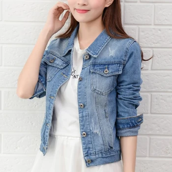 

2020New Denim Jacket Light Blue Bomber Short Jeans Jacket Casual Ripped Denim Outwear 2XL Slim Long Sleeve Black Jeans Jack Coat