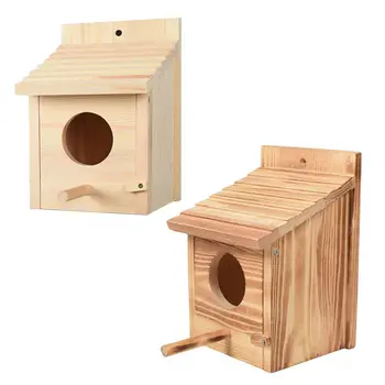 

Creative Wooden Pet Bird House Feeder Parrot Nesting Breeding Box Cage Incubator Nest Hut Toys