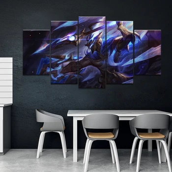 

5 Panel Pantheon League of Legends Canvas Art Printed Painting For Living Room Wall Decor HD Picture Artworks Poster