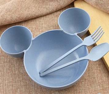 Nordic Blue Mickey Пшеничный соломенный метр необычная посуда костюм мультфильм детская посуда сетка Division чаша подарок четыре бумажный набор - Цвет: Nordic Blue Mickey