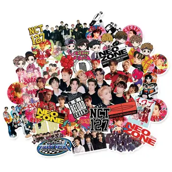 

62Pcs/Pack Kpop NCT127 NCT Cartoons Expression Adhesive Photo Sticker For Luggage Laptop Notebook Mobile dIY Stickers