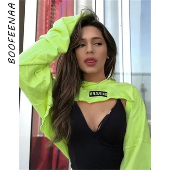 neon crop top hoodie