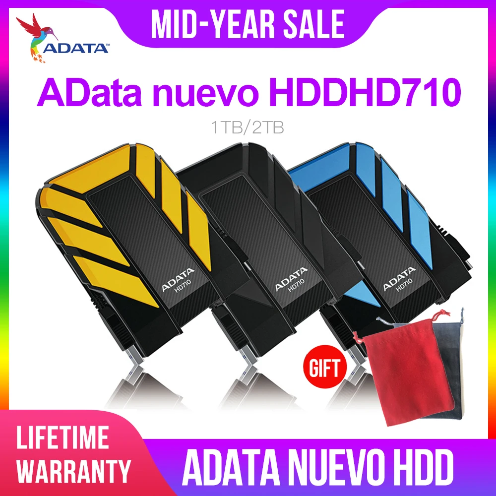 Новый внешний жесткий диск AData 1 ТБ 2 HD710 Pro USB3.1 5 дюймов портативный военный