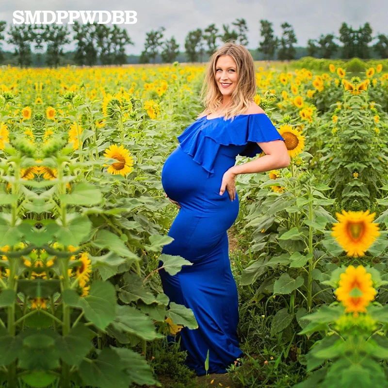 SMDPPWDBB Материнство фотографии реквизит материнства платье женское длинное платье с коротким рукавом платье русалки фотосессия - Цвет: Blue