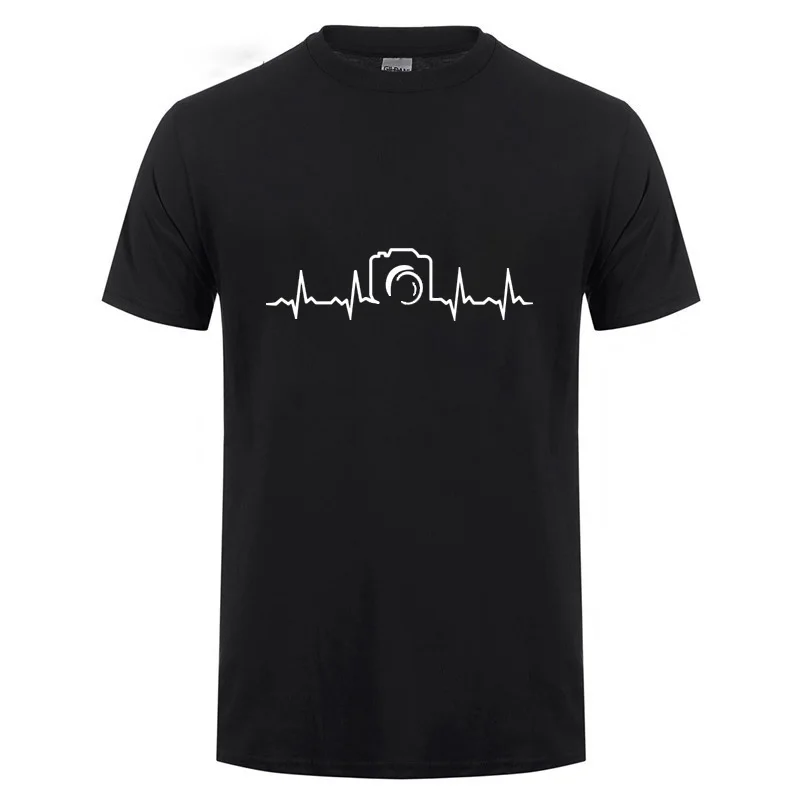 

Heartbeat Of Camera T-Shirt Men Women Summer Short Sleeve O Neck Cotton Fashion T Shirt Tee Tops Birthday Gift For Photographer