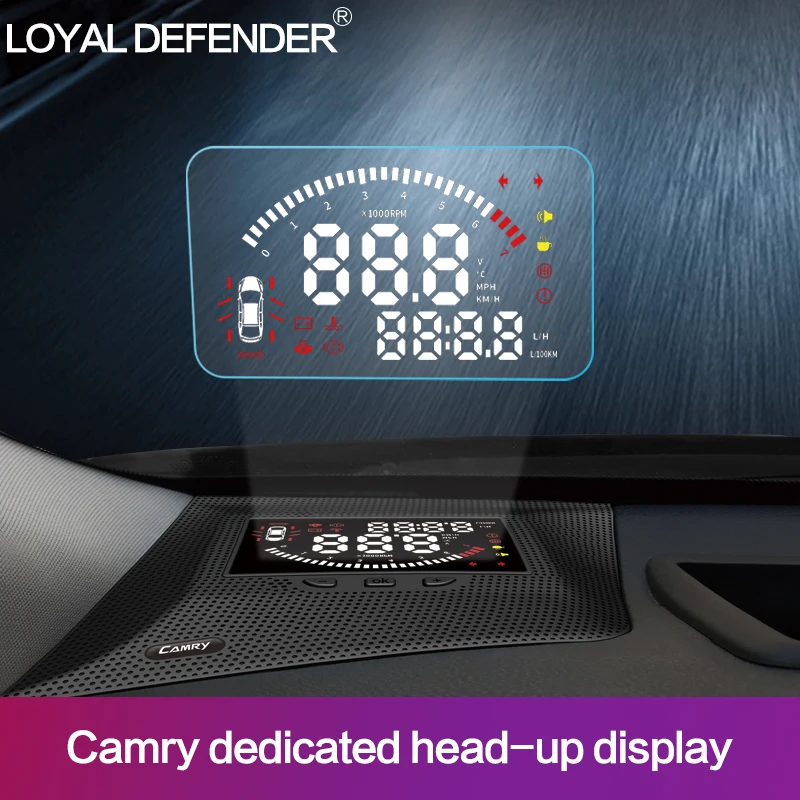 Автомобильный HUD OBD2 с полнофункциональным головным дисплеем для Toyota Camry 2018 левый