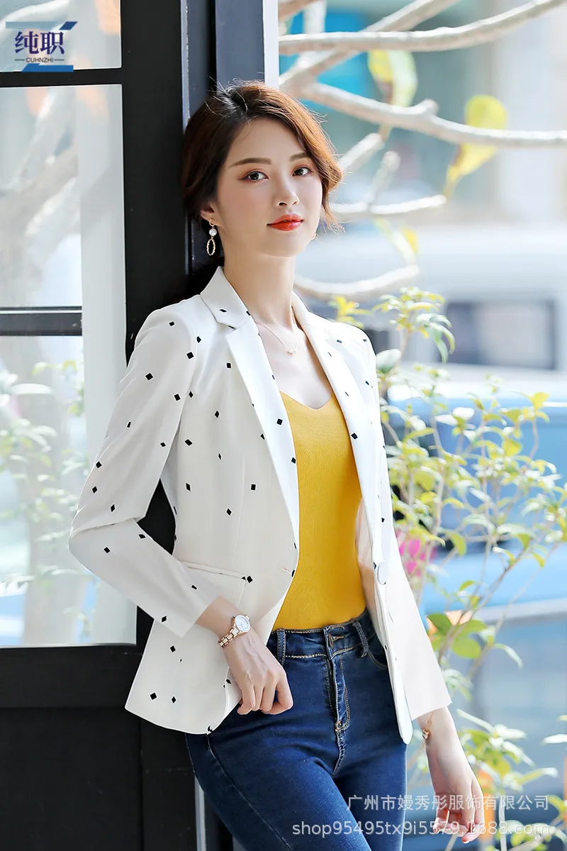 

Polka Dot Small Suit Coat Women's Short 2019 Spring And Autumn New Style Slim Fit Women's Casual Versatile Online Celebrity Suit