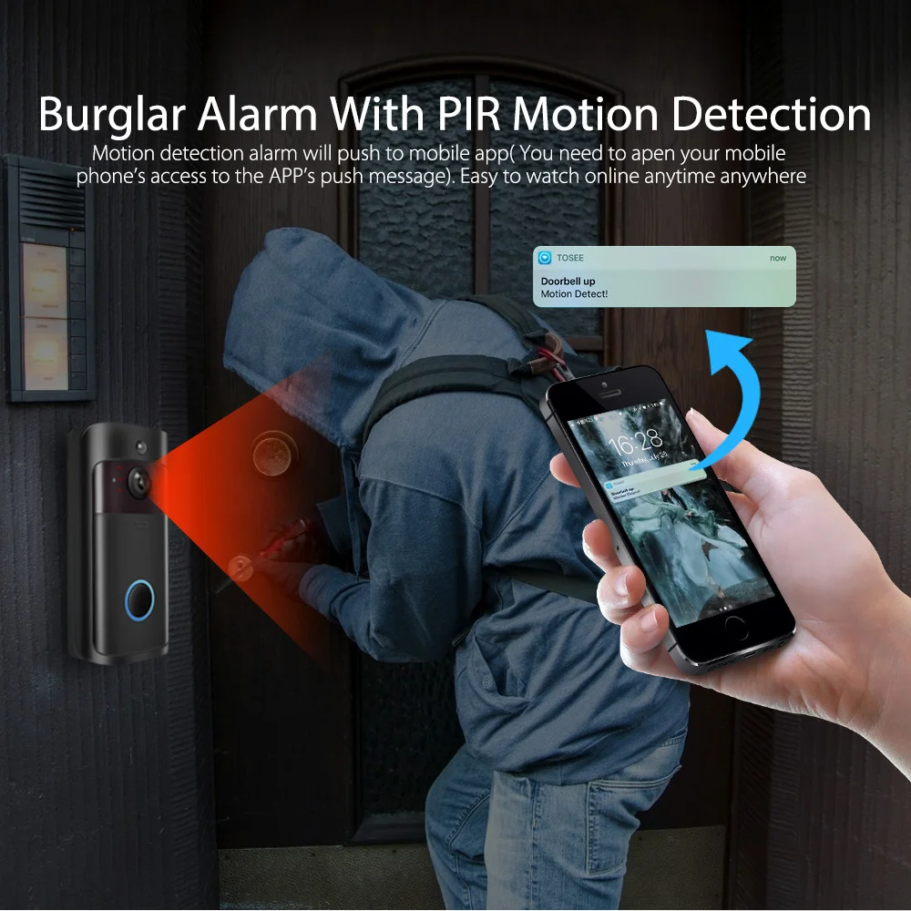 Ip видеодомофон Wi Fi дверной звонок 720P камера для квартиры ИК сигнализация