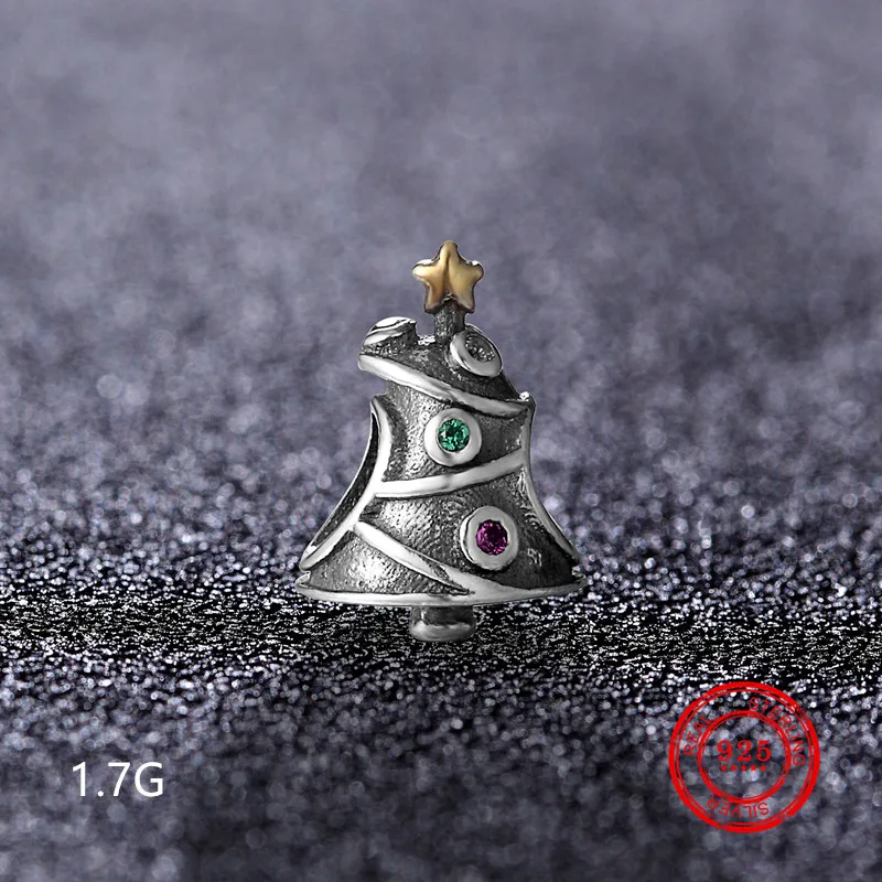 

100% genuine 925 sterling silver beads animal Christmas tree suitable for charm bracelet pendant DIY original jewelry making