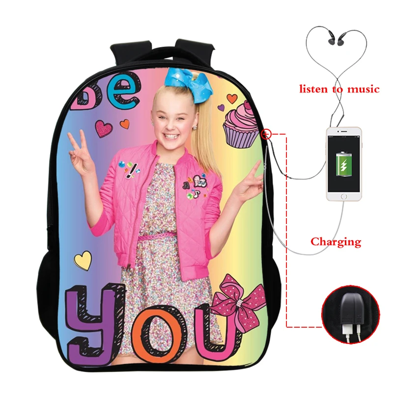 JoJo siwa школьные сумки для девочек рюкзаки USB школьные сумки ранец для девочек мальчиков детская ортопедическая сумка mochila escolar bookBag - Цвет: 4