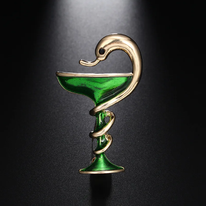 

Special Red Trophy Memorial Cup With Snake Brooches Pins For Women Men Kids Gifts Enamel Gold-color Alloy Brooch Jewelry