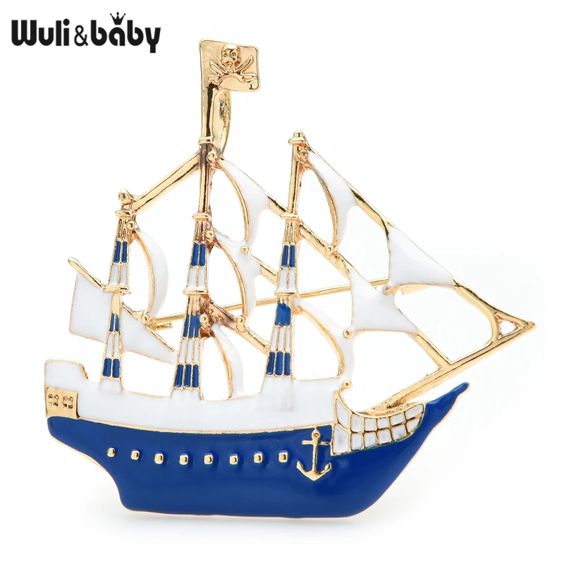 Брошь-парусник Женская Wuli &amp baby эмалированная 3 цвета Подарочная брошь |