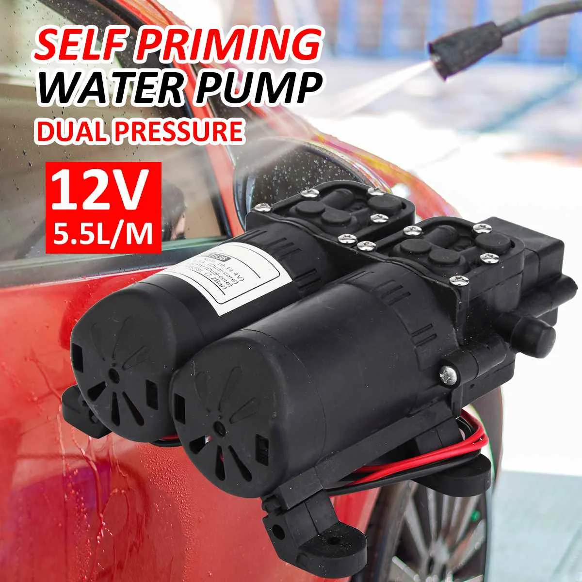 

12V Dual Electric Motor 5.5LPM 105PSI High Pressure Self Priming Diaphragm Water Pump For Home Garden Boat Caravan Marine Pump