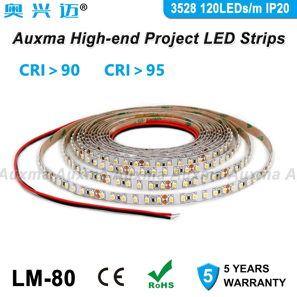 3528 120 светодиодов/m Светодиодные ленты CRI95 CRI90 IP20 DC12V/24 V 9 6 Вт/м 600