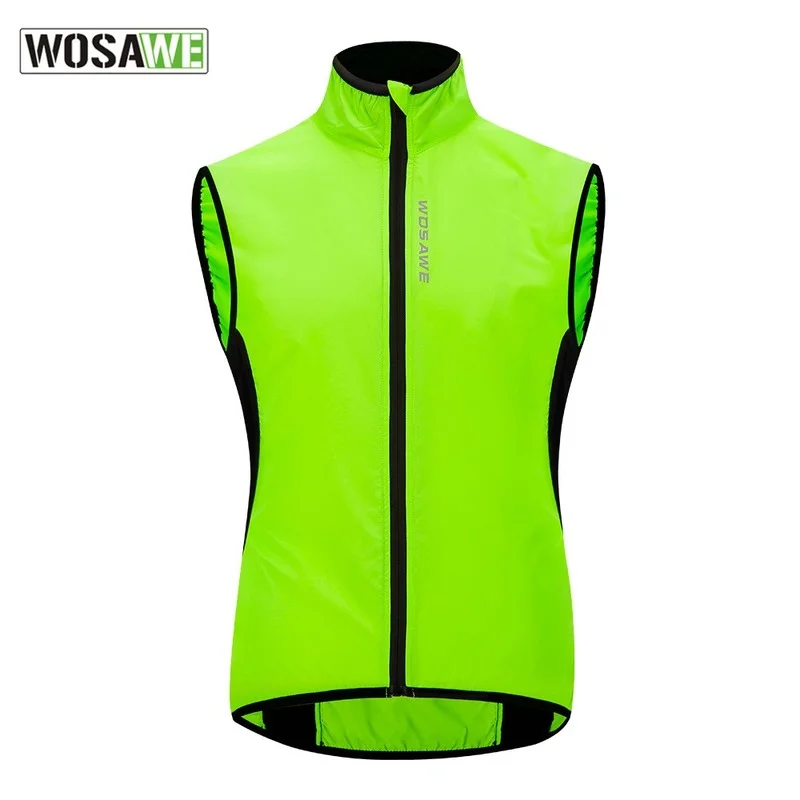 WOSAWEMenCyclingVestReflectiveFluoGreenWaterproofWindproofMTB