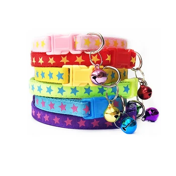 

1 PC New Star Printing Dog Pet Accessories Cat Dog Puppy Buckle Small Size Safety Dot With Bell Fashion Nylon Lovely Adjustable