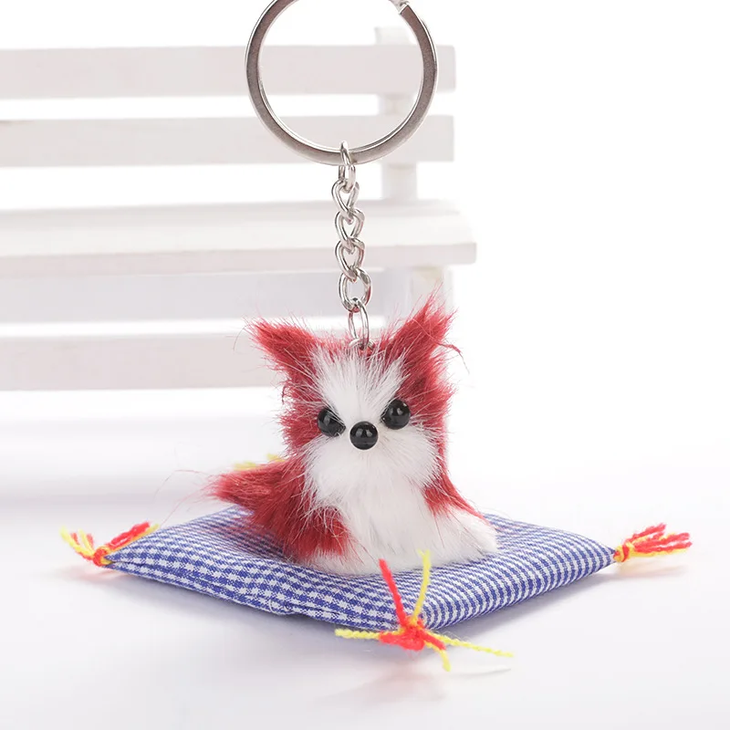 Милая собака Форма плюшевая щенок ткань подушка в клетку для стула брелок женщин