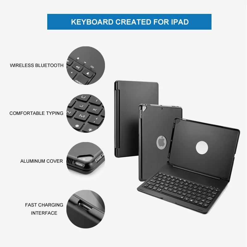 Witsp@ d беспроводная клавиатура 4,0 bluetooth чехол для iPad 10," с алюминиевым корпусом, 7 цветов с подсветкой, интеллектуальное включение/выключение
